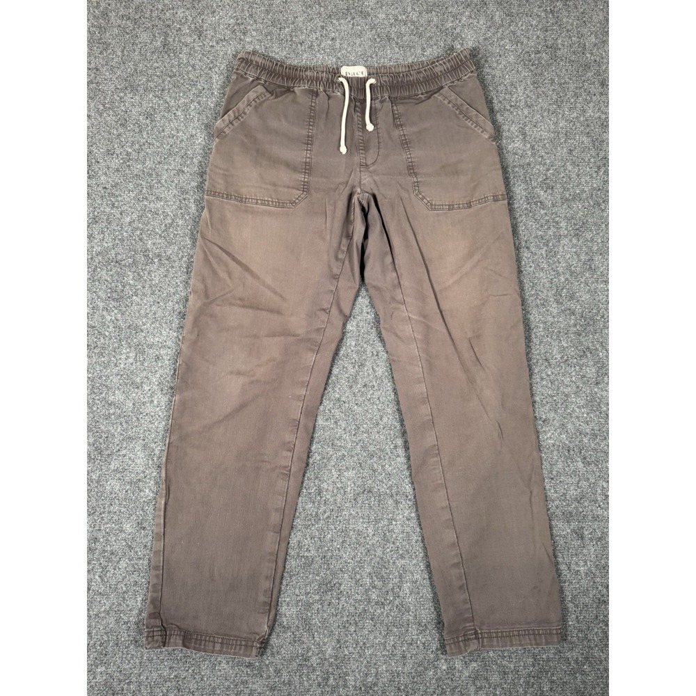 Pact Organic Cotton Joggers Men Small Gray Brown Elastic Waist Comfort Pants 27"